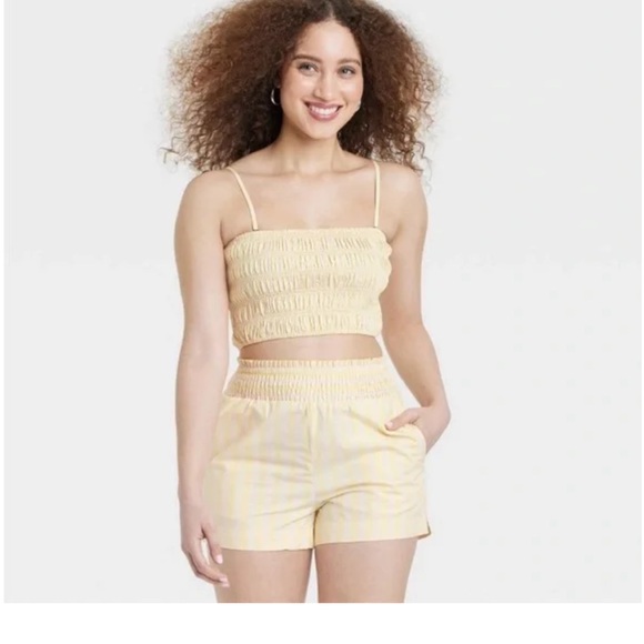 A New Day Women's Slim Fit Tiny Tank Top -Yellow Striped - Picture 1 of 7
